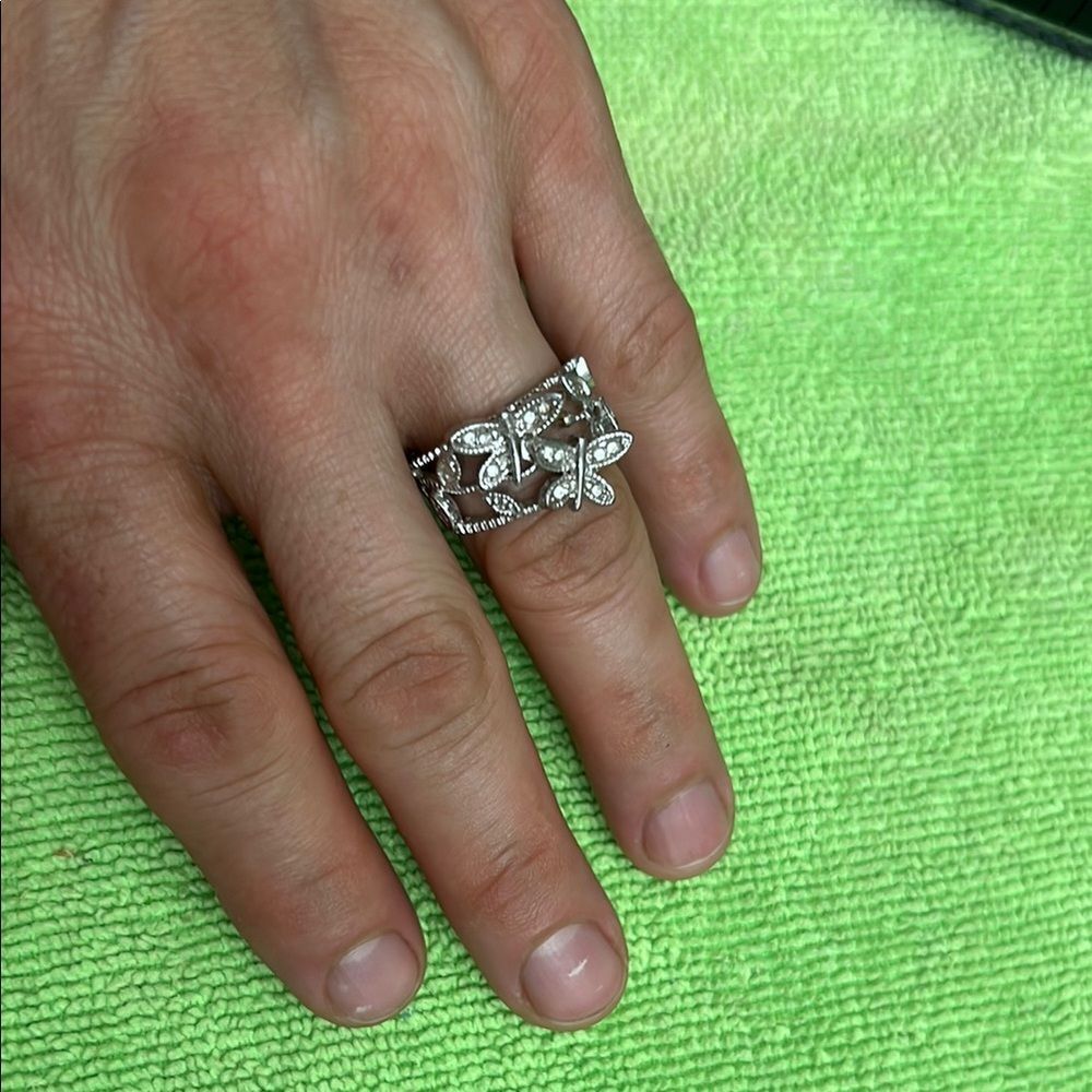 Silver  butterfly Ring with Detailed Design